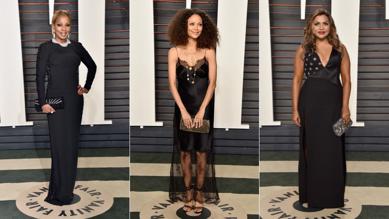 Illustration for article titled Metallic Gowns, Tons of Black and Icy Stares at Vanity Fair's Annual Oscars Afterparty